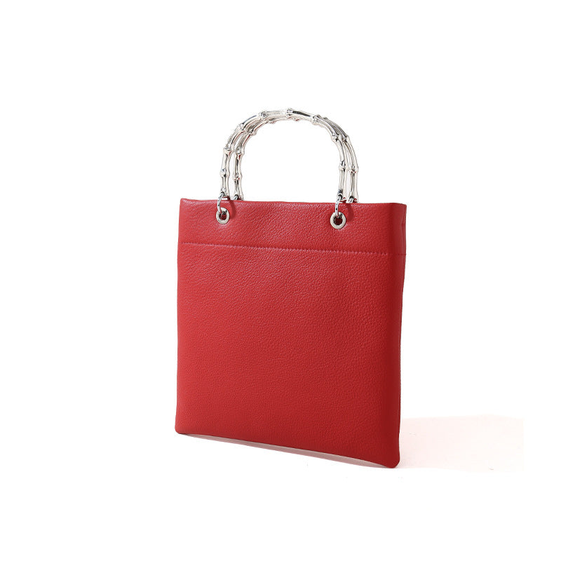 Genuine Leather Crossbody Bag for Women Distressed Cowhide Shoulder Bag with Chic Chain Handles Unique Design Tote for Everyday Use