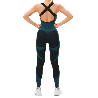 Seamless Knitted Yoga Pants with Cross Back Design for Women for Running Workout and Yoga Comfortable Activewear Bodysuit