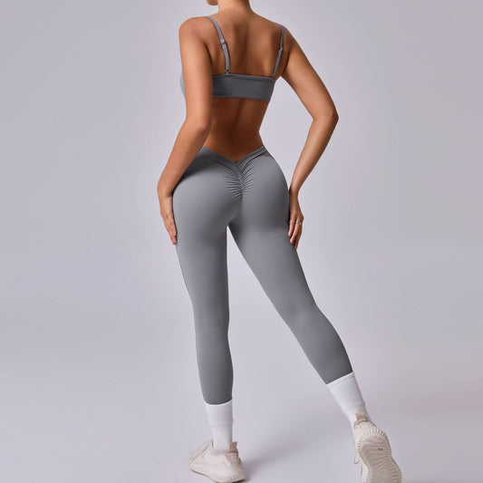 Two Piece Look Breathable Bodycon Yoga Jumpsuit Moisture Wicking Butt Lifting Design for Comfort and Style in Your Workout