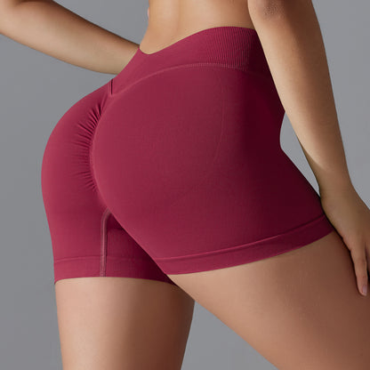 Seamless High Waisted Butt Lifting Yoga Shorts Breathable Peach Shaped Compression Workout Shorts for Running and Fitness