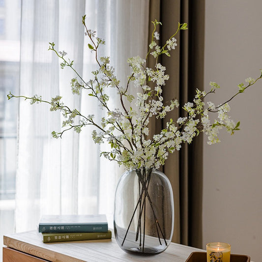 Realistic Snow Willow Artificial Flowers with Long Stems - Perfect for Living Room and TV Cabinet Decor, Ideal for Model Home Staging, Stunning Indoor Cherry Blossom Arrangements