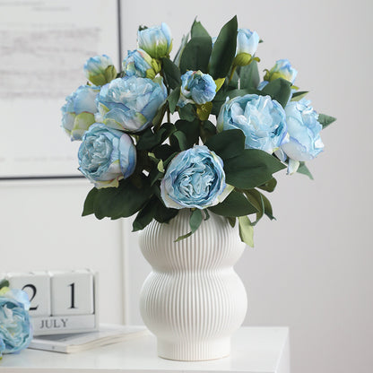 Elegant French-Inspired Faux Peony and Dahlia Flower Arrangement - Stunning Home Decor Accent with Moon-Shaped Design - Perfect for Year-Round Floral Beauty