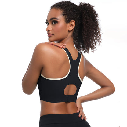 Seamless Double Layer Sports Bra for Women Fixed Cup Yoga Fitness Top with Beautiful Back Design for Comfort and Style