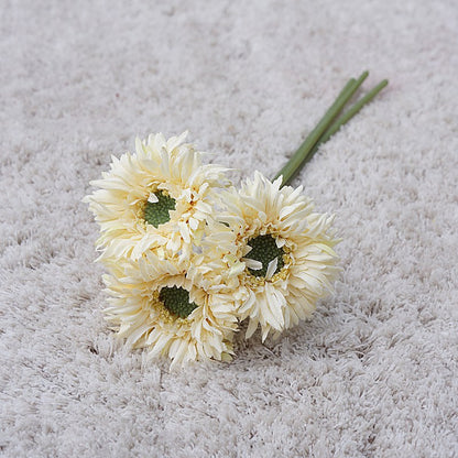 Realistic African Daisy Faux Flowers - Set of 3 Mini Textured Bouquets for Home Decor, Weddings, and Photography