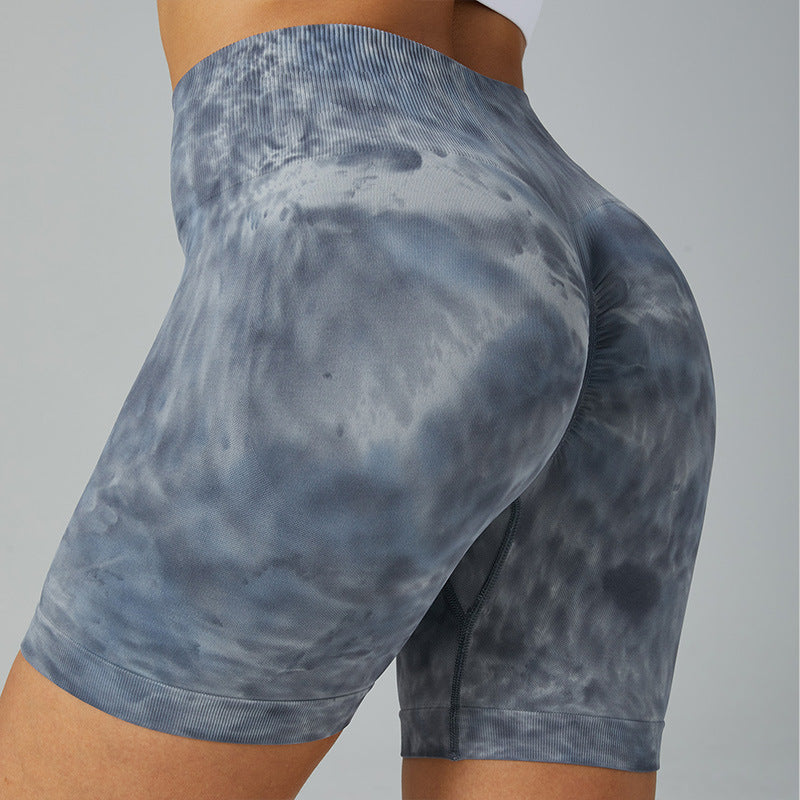 Seamless Tie Dye High Waisted Yoga Shorts for Women Stretchy Athletic Gym Shorts with Butt Lifting Design Breathable and Comfortable 3 Inch Inseam