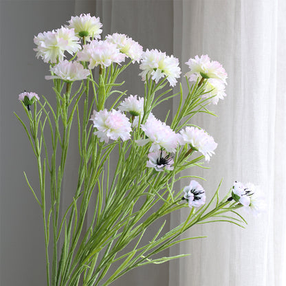 Stunning 3-Head Artificial Cornflower Silk Flowers - Perfect for Home Décor, Living Room Arrangements, and Dining Table Centerpieces