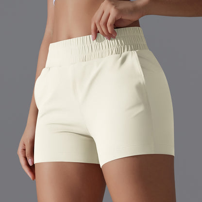 Women s Summer Solid Color Colorblock Athletic Shorts with Pockets Versatile Gym and Yoga Shorts to Prevent Transparency