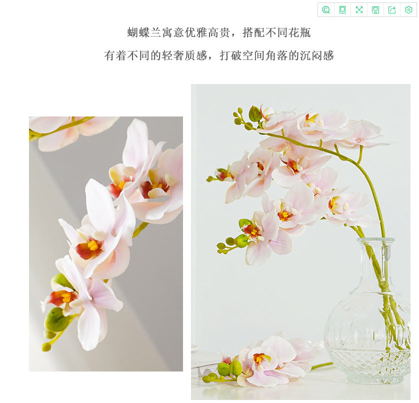 High-Quality Artificial Orchid Flowers - Luxurious 5-Head Faux Phalaenopsis Bloom for Elegant Home Decor and Stunning Photography Props