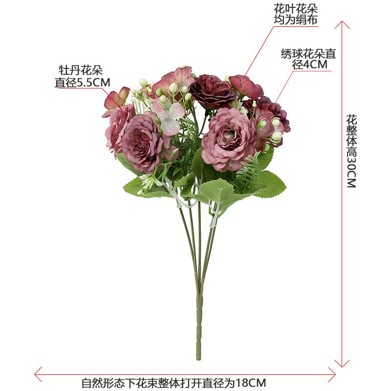 Stunning Artificial Floral Arrangement with Classic Peony, Rose, and Hydrangea for Weddings and Home Decor - Timeless Elegance and Versatile Style