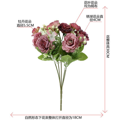 Stunning Artificial Floral Arrangement with Classic Peony, Rose, and Hydrangea for Weddings and Home Decor - Timeless Elegance and Versatile Style