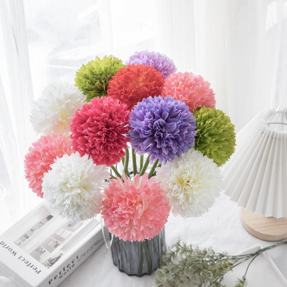 Realistic Single-Stem Onion Ball Hydrangea Silk Flower - Perfect for Home Decor, Weddings, and Fresh-Casual Aesthetics (Model MW13301)