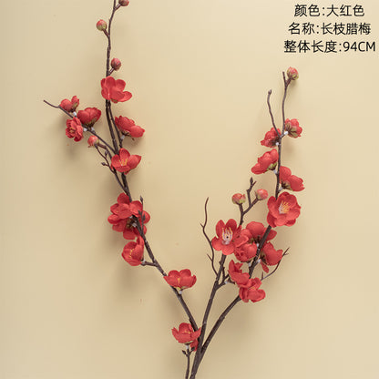 Lifelike Wax Plum Blossoms and Japanese Cherry Blossom Decor – Stunning Floral Arrangement for Wedding, Home, and Photography Backdrop – MW36860