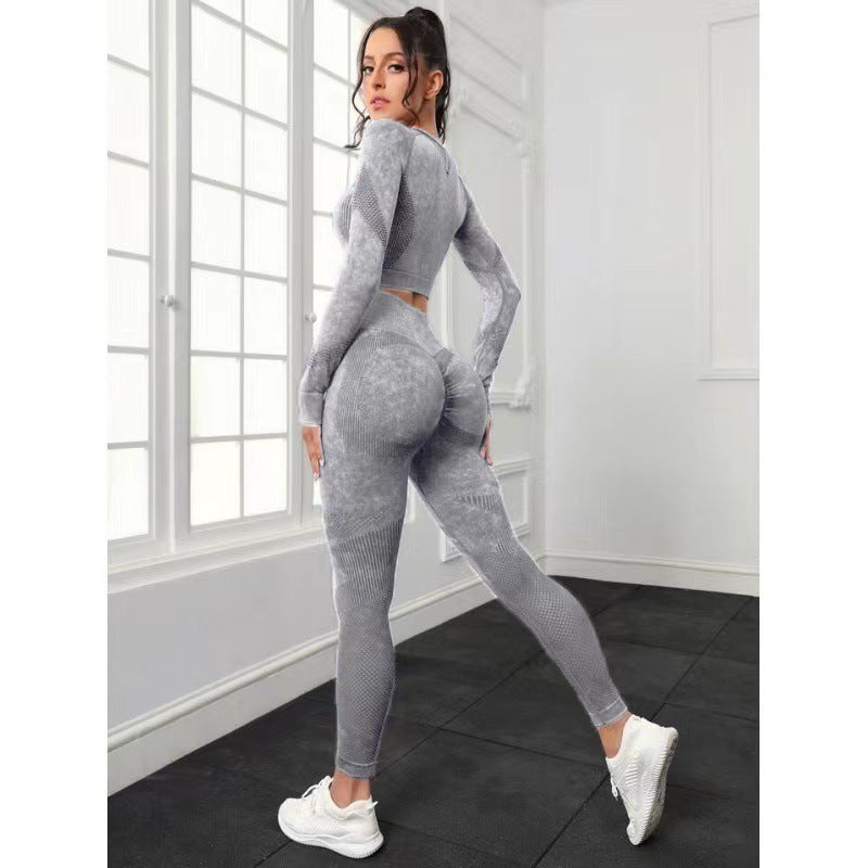 7 Color Washable Casual Yoga Set for Women Long Sleeve Peach Butt High Waisted Leggings and Activewear for Fitness Enthusiasts