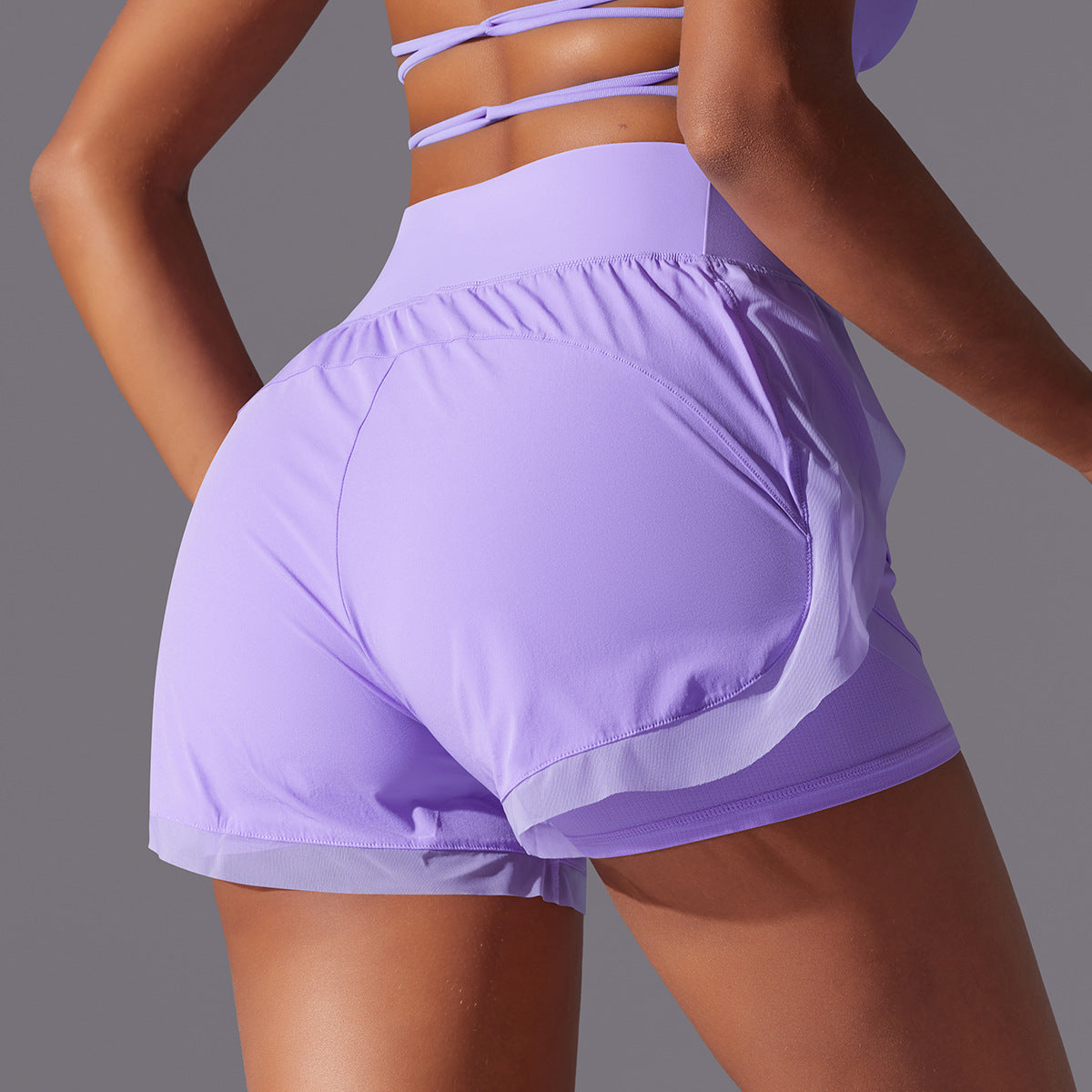 High Waisted Mesh Yoga and Running Shorts for Women Two Piece Look with Enhanced Comfort and Modesty for Your Active Lifestyle