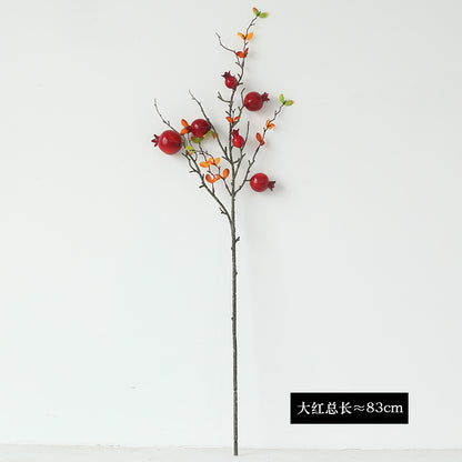 Realistic Artificial Pomegranate Branch - Stunning Home Decor for Living Room, Photography Props, and Year-Round Floral Arrangement