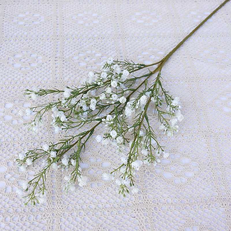 Single Stem 3-Prong Starry Buds - Realistic Silk Flower for Home Décor, Bridal Bouquets & Wedding Decorations