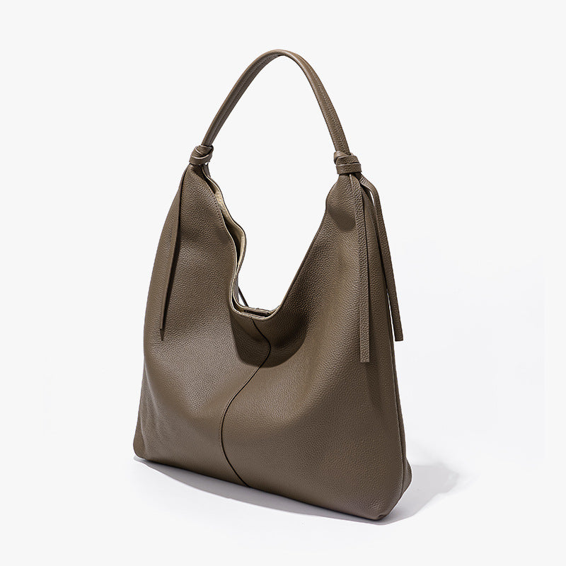 Large Capacity Tote Bag Unique Design with Grain Leather Versatile Shoulder Bag for Everyday Use