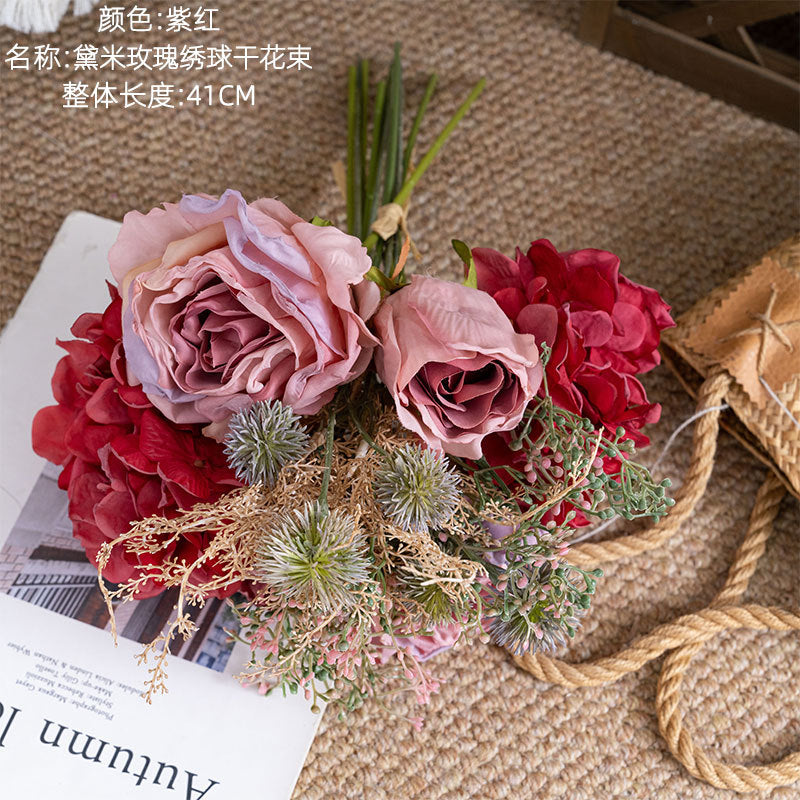 Realistic Dried Rose Bouquet for Home Décor - Perfect for Weddings and Special Events - INS Style Faux Floral Arrangement YC1039