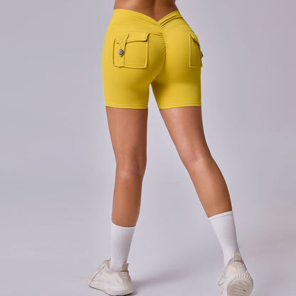 High Waisted Ruched Butt Lifting Yoga Shorts with Pockets Ultra Comfortable Peach Butt Gym Shorts for Enhanced Performance and Style