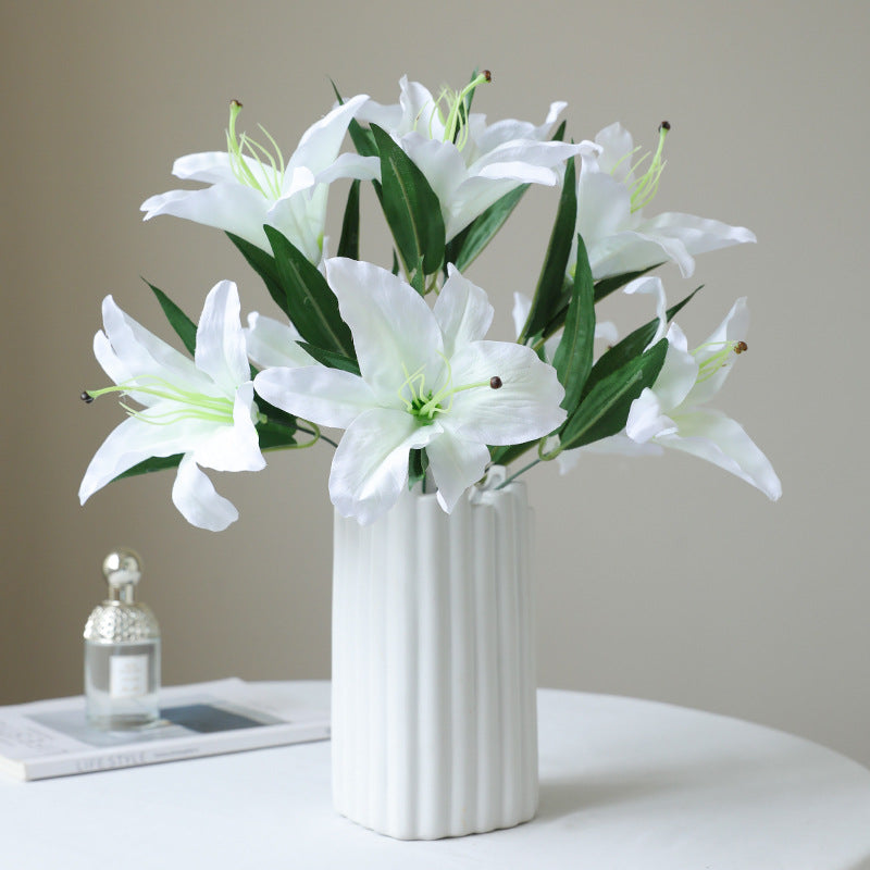 Stunning 9-Piece Artificial Lily Flower Bouquet for Weddings - Perfect for Ceremony Decorations, Bridal Bouquets, Home Décor, and Elegant Gifts