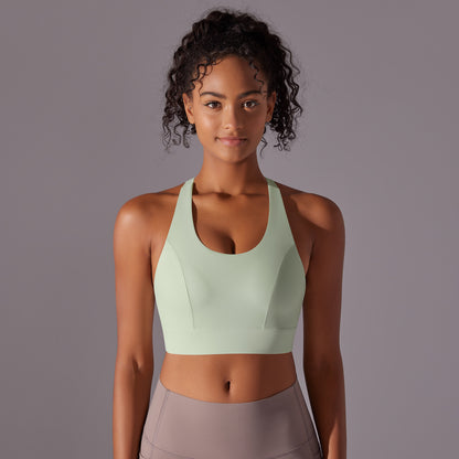 High Impact Sports Bra with Fixed Cups Back Support for Yoga No Show Back Closure Shock Resistant Fitness Tank for Comfort