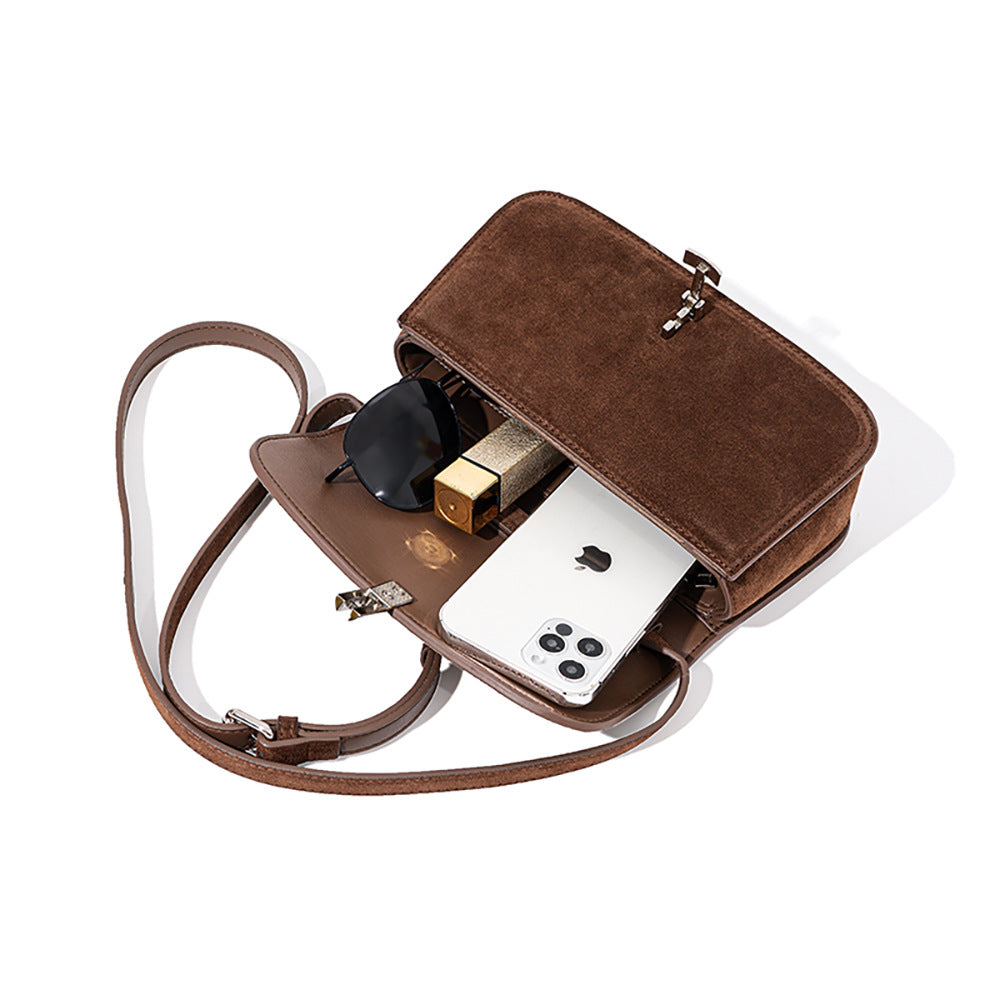 Luxury Suede Shoulder Bag for Fall and Winter Unique Design Crossbody Bag High Quality Real Leather Women's Handbag
