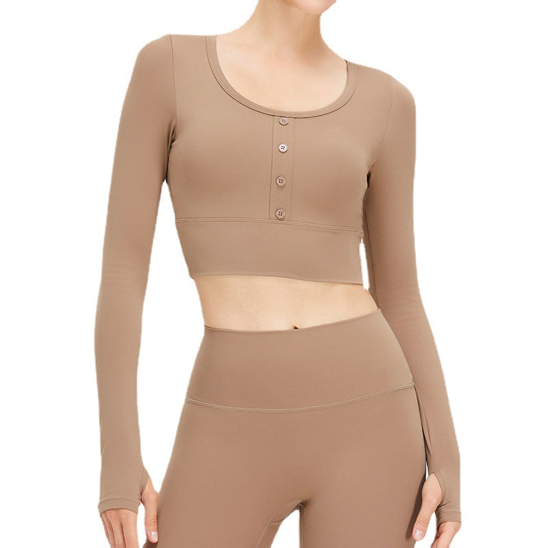 Seamless Long Sleeve Yoga Top with Built in Bra for Women Stretchy Figure Flattering Running and Workout shirt for Comfort and Performance