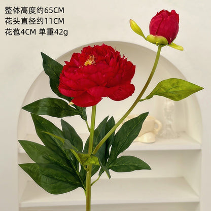 Realistic Single Stem Large Peony Artificial Flower – Perfect for Wedding Venue Decor, Home Table Arrangements, and Silky Fabric Floral Accents