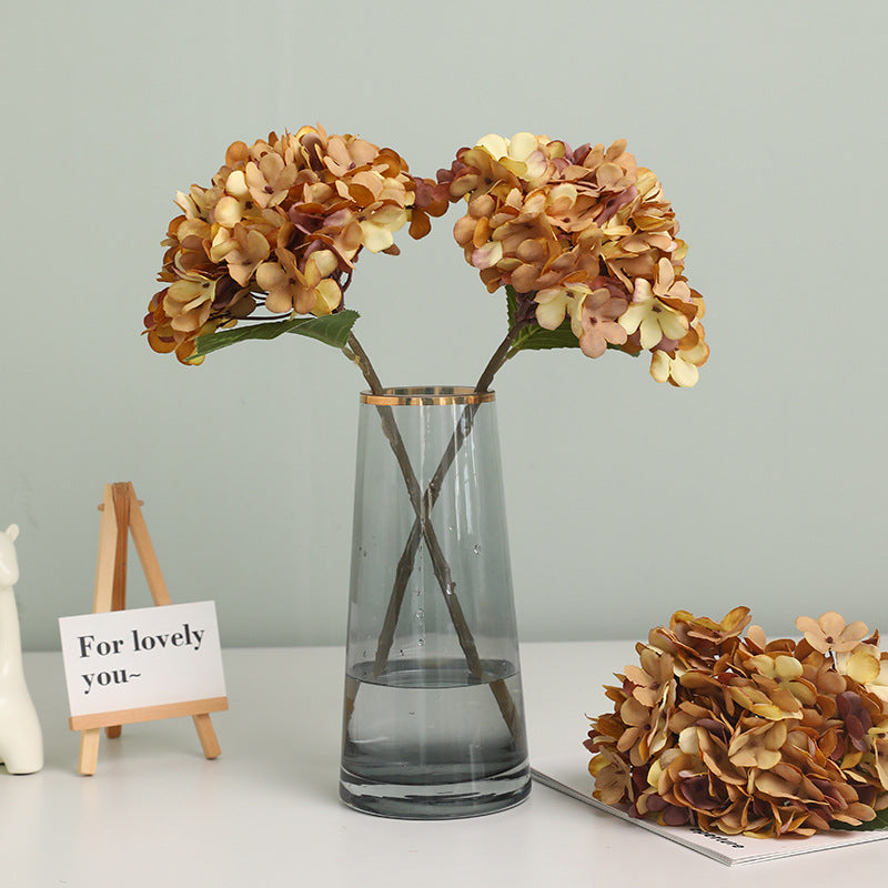 Single Stem Autumn-Inspired Artificial Hydrangea Flower - Perfect for Bedroom, Living Room, Wedding Decor, Hotel Styling, and Photography Props