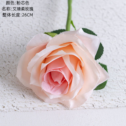 Elegant AI Qinger Single Stem Artificial Rose - Perfect for Home Decor, Weddings, and Gifts - Lifelike Greenery Ornament PJ1001