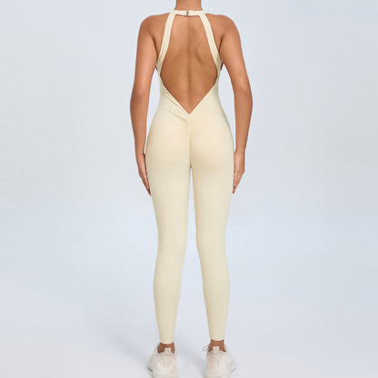 Women's Quick Dry Yoga Bodysuit Elastic Fitness Shaping Jumpsuit for Comfort and Flexibility