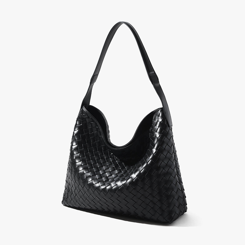 Handwoven Leather Shoulder Bag for Fall Winter Spacious Crossbody for Women and Chic Design with Quality