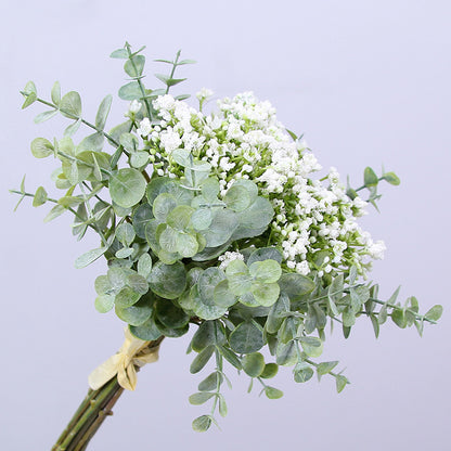 Realistic Faux Flower Wedding Bouquet with Eucalyptus Leaves - Perfect for Home Décor and Special Celebrations