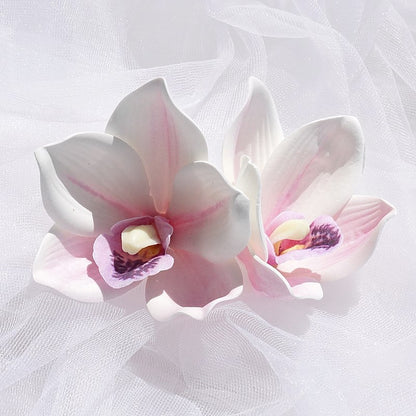 Realistic 3D Printed Silk Flower Orchid Head – Perfect for Wedding Decorations, Elegant Gifting, and Fashion Accessories