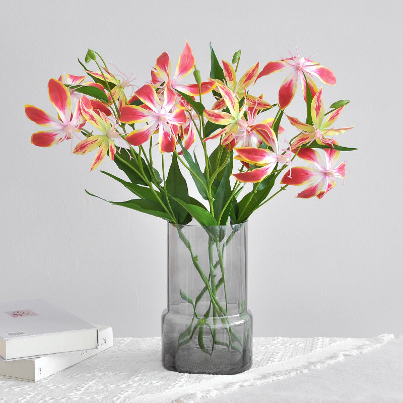 Stunning 3D Printed Real Feel Flame Lily Artificial Flower - Perfect Home Decor, Elegant Living Room Accent, Ideal for Weddings and Celebrations