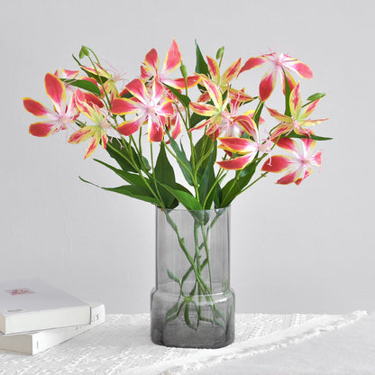 Stunning 3D Printed Real Feel Flame Lily Artificial Flower - Perfect Home Decor, Elegant Living Room Accent, Ideal for Weddings and Celebrations