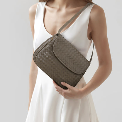 Luxurious Handmade Lambskin Woven Bag for Women Commute Tote Genuine Leather Fashion Handbag