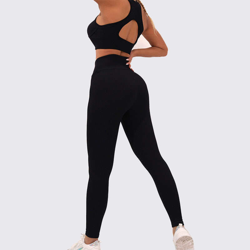 High Waisted Ribbed Yoga Set for Women Quick Dry Supportive Butt Lifting Fitness Outfit for Comfort and Performance