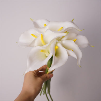 Realistic Soft Latex Calla Lily Bouquet - Perfect for Home Décor, Photography Props, and Wedding Handheld Arrangements