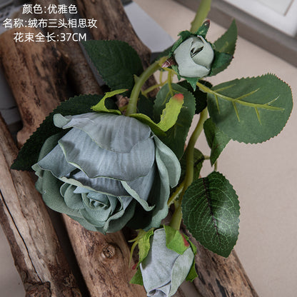 Luxury Velvet Simulated Rose - Elegant Faux Floral Arrangement for Weddings & Home Décor – Perfect Silk Flower Decoration MW03334