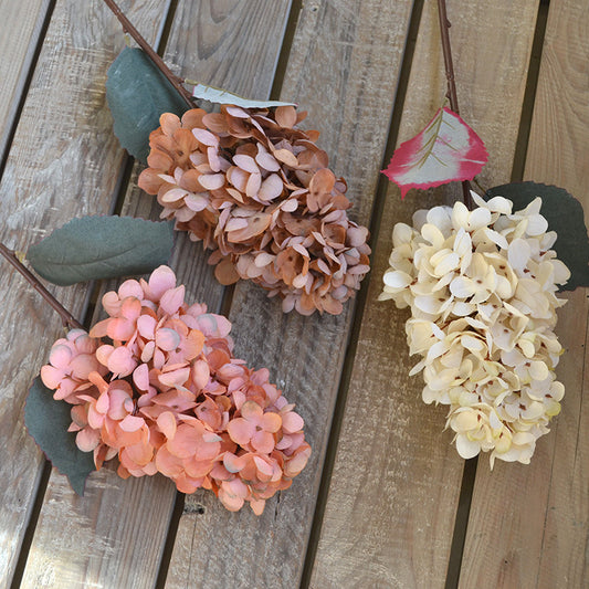 Elegant European Vintage Autumn-Inspired Hydrangea Floral Arrangement for Photography, Home Decor, Wedding Celebrations, and Hotel Lobby Entrances