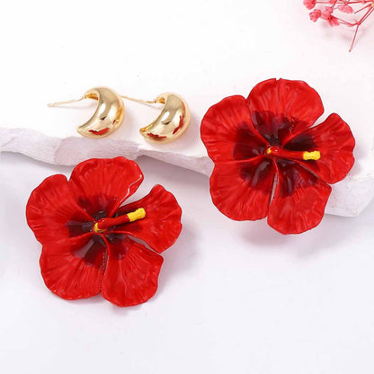 Versatile Floral Hoop Earring Set - Perfect for Everyday Wear, Commuting, and Featuring Durable Alloy with Stylish Drip Oil Flower Design - 4-Piece CCB Earring Collection
