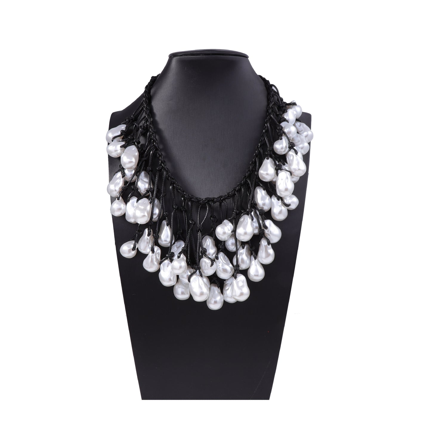 Handcrafted Baroque Style Knotted Necklace with Irregular Faux Pearl Pendant - Unique Statement Piece for Elegant Necklines
