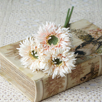 Realistic African Daisy Faux Flowers - Set of 3 Mini Textured Bouquets for Home Decor, Weddings, and Photography