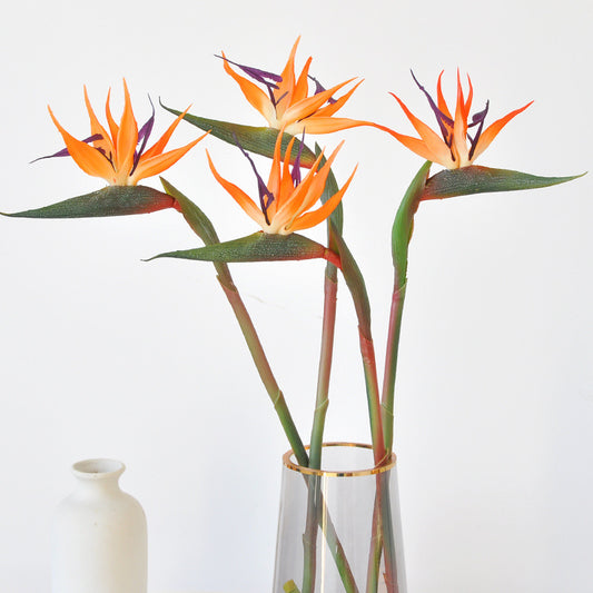 Stunning Paradise Bird Artificial Flower Arrangement - Elegant Home Decor with High-End Wedding Bouquet Feel - Stylish Bird of Paradise Faux Plant Accent for Luxurious Living Spaces