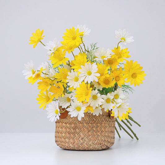 Artificial Chamomile and Mini Daisy Flower Bouquet - Realistic Decorative Flora for Living Room and Dining Table - Eco-Friendly Plastic Home Décor