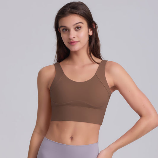 Solid Color U Back Sports Bra with Button Detailing for Yoga Fitness Running and Pilates Comfortable and Supportive Activewear