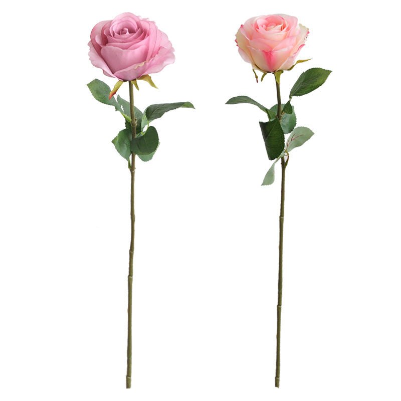 Elegant Single Stem Faux Rose - Perfect for European Style Living Room Decor, Wedding Centerpieces, and Beautiful Home Accents - Realistic Curled Edge Design for Lasting Beauty