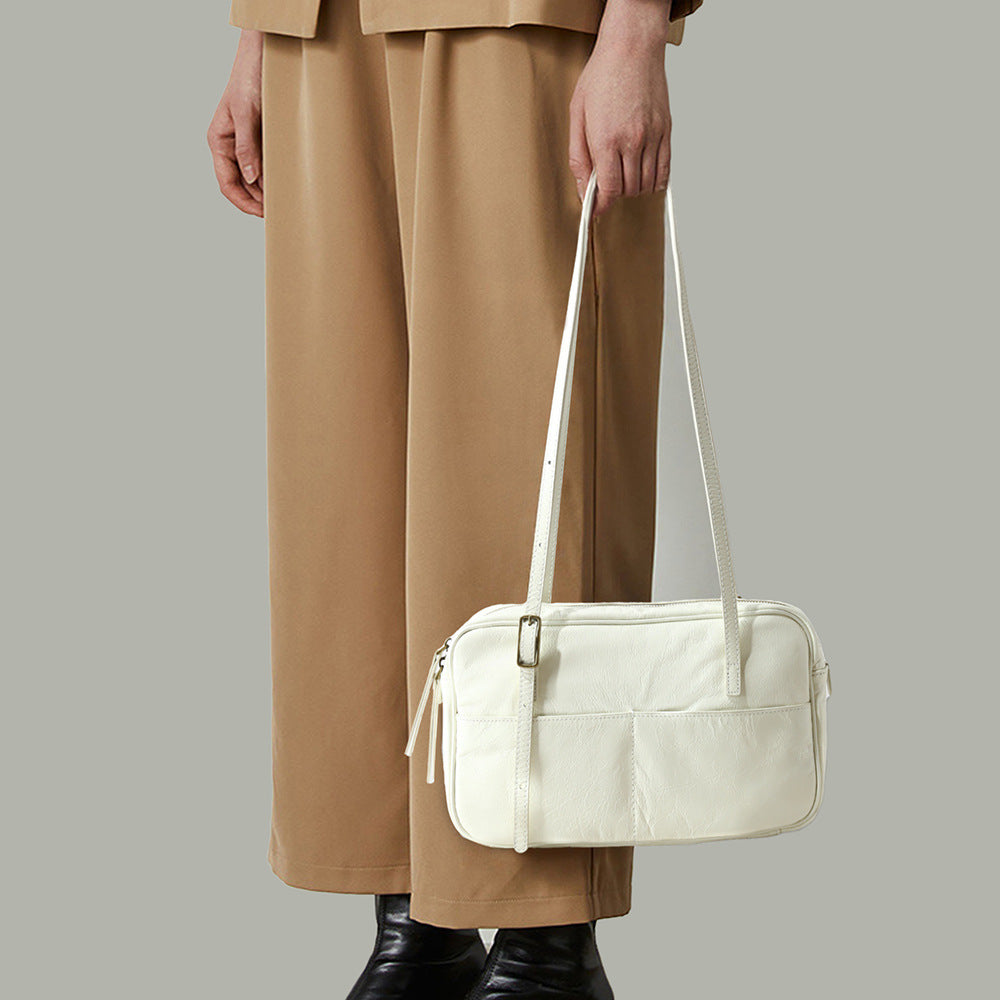 Women's Genuine Leather Tote Bag Large Capacity Waxed Oil Leather Shoulder Bag for Everyday Office Use