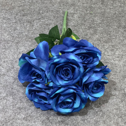 Lifelike Faux Velvet Rose Bouquet - Perfect for Wedding Decoration, Home Decor, and Photography Props with 7 Branches and 7 Heads